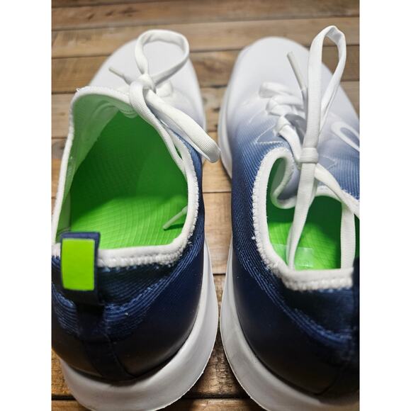 OOFOS OOmg Low Mens Size 10.5 White Blue Athletic Walking Slip-On Shoes Sneakers
